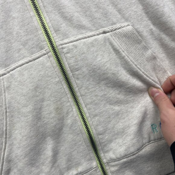 Y2K ROXY Full zip Hoodie Fleece Off-White / Green Skater Surf Beach Women Sz M - Picture 9 of 16